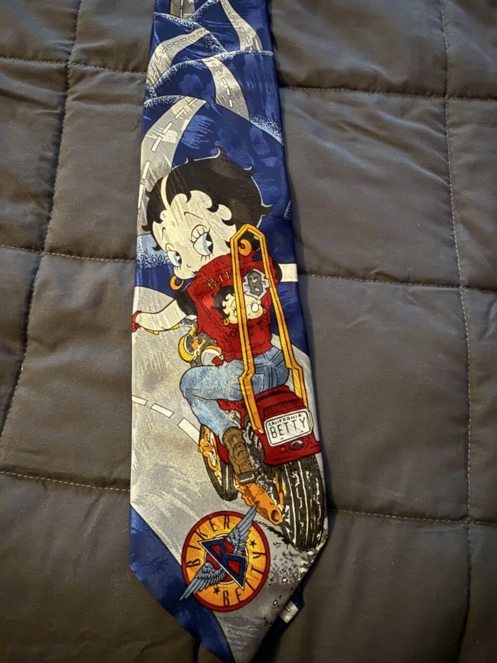 Vintage Beans McGee Neck Tie Betty Boop "EZ Rider" Motorcycle Biker Made in USA